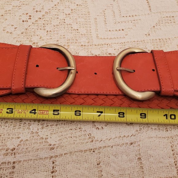 VINTAGE ORANGE BRAIDED ELASTIC BELT w/BUCKLES S/M - Picture 8 of 8